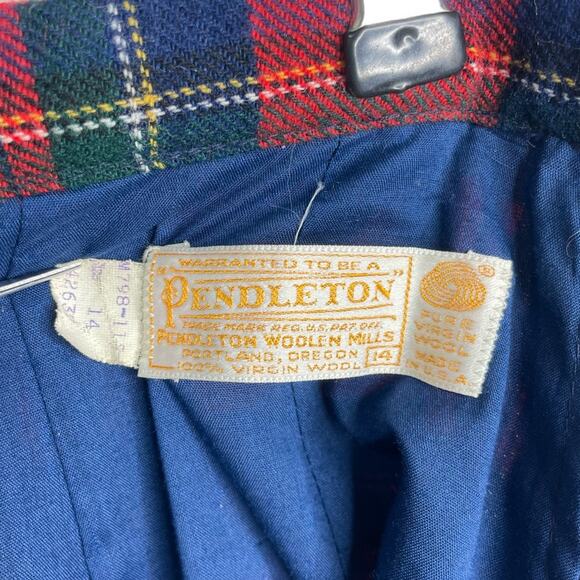 Vintage 70s Pendleton Women Sz S Red Tartan Plaid Wool Wide Leg High Rise Pants - Picture 2 of 12